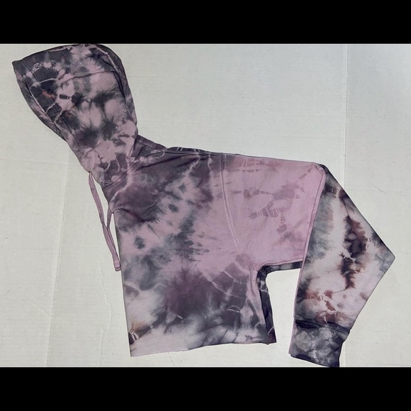 Custom Tie Dyed Pink Cropped Hoodie - Picture 6 of 6